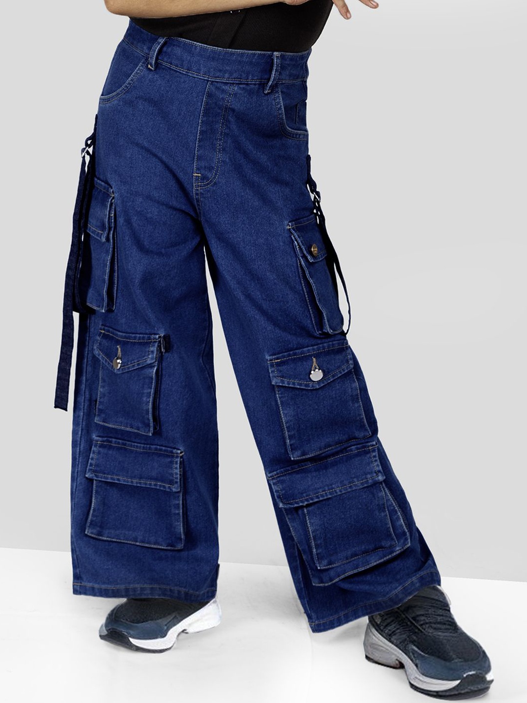 

Naughty Ninos Boys Comfort Loose Fit Easy Wash Cotton Cargos Trousers, Blue