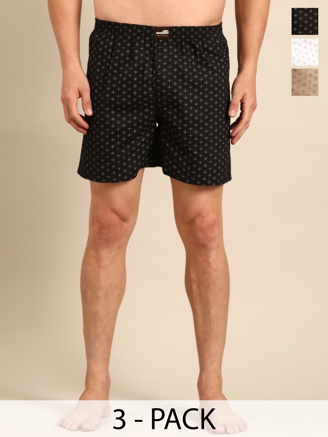 

Broon Pack Of 2 Printed Cotton Boxers ZB3P026, Black