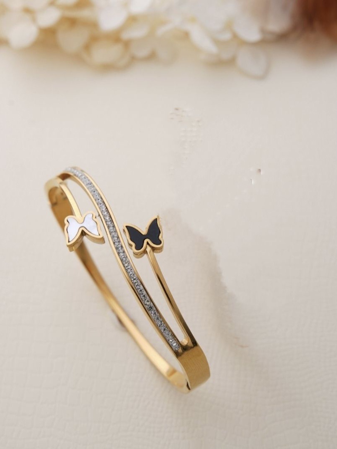 

V FASHION JEWELLERY Gold-Plated Butterfly Kada Bracelet