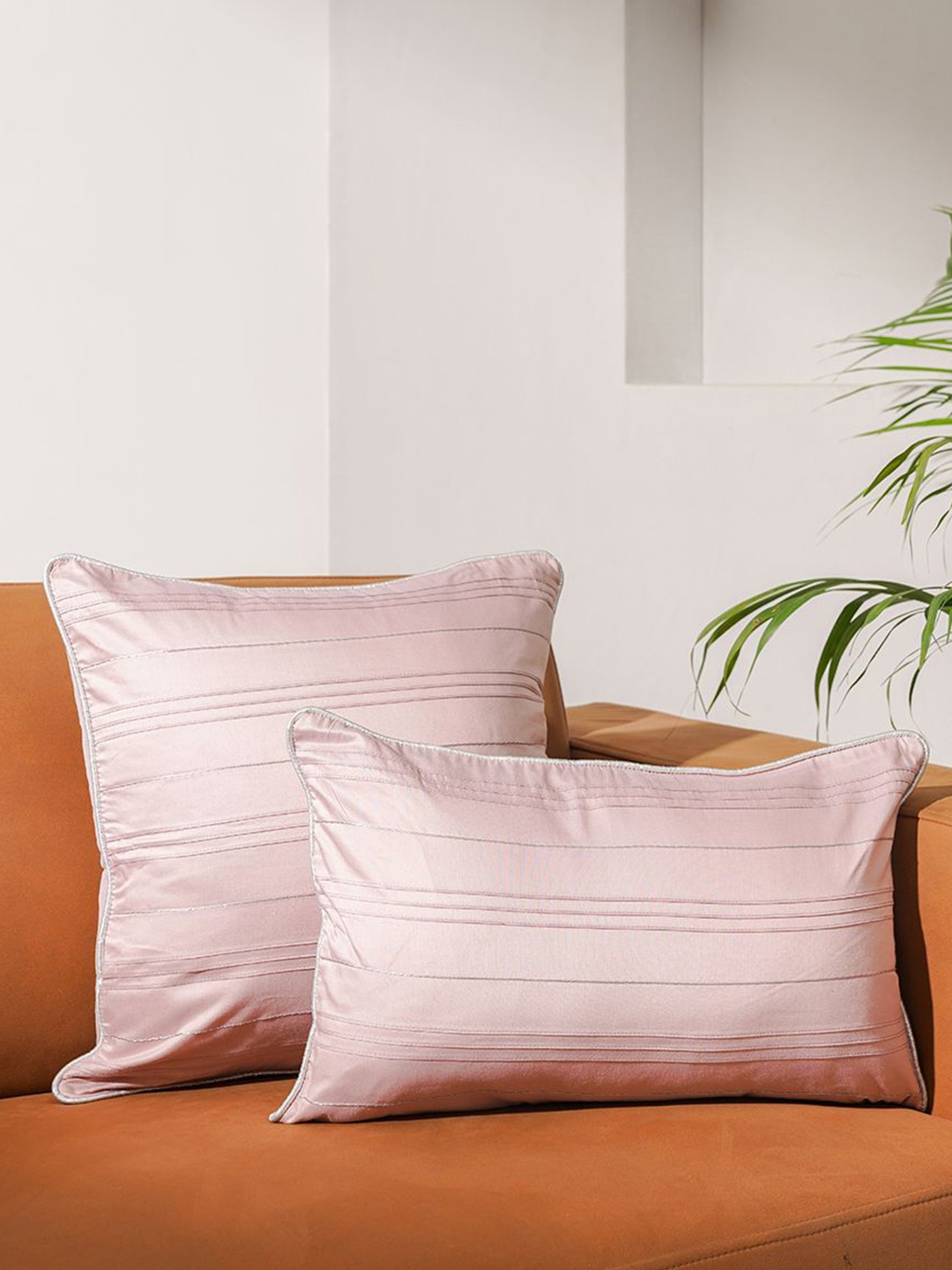 

India Circus by Krsnaa Mehta Rose Gold Striped Square Cushion Covers