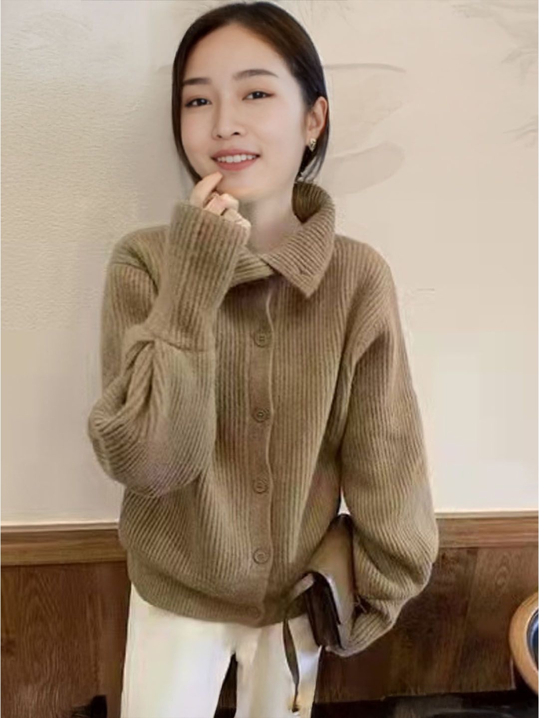 

StyleCast Women Ribbed Cardigan, Khaki