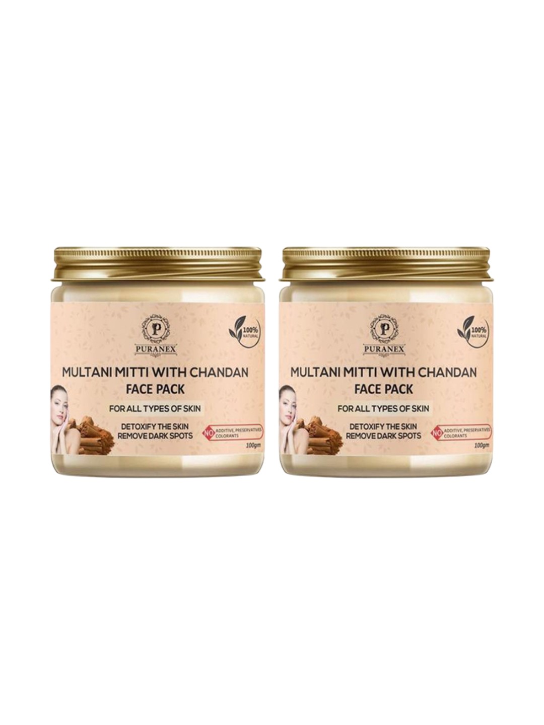 

Puranex Set Of 2 Multani Mitti With Chandan Powder Face Pack - 100 g Each, White