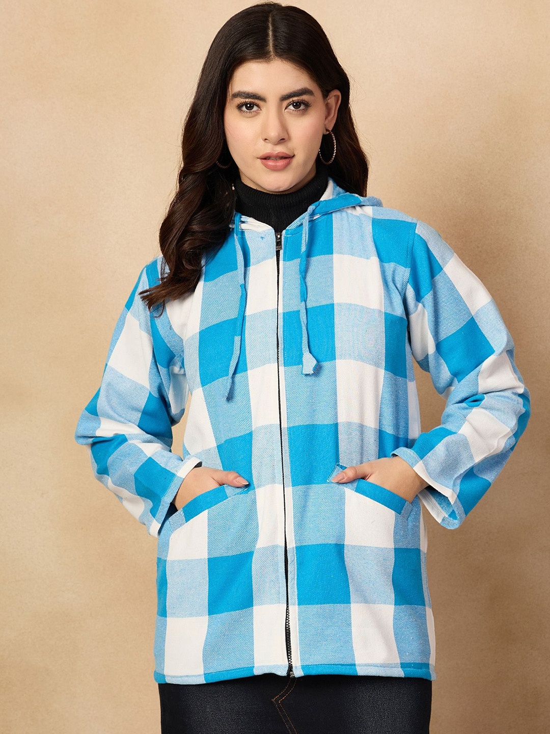

InWeave Women Checked Acrylic Tailored Jacket, Blue