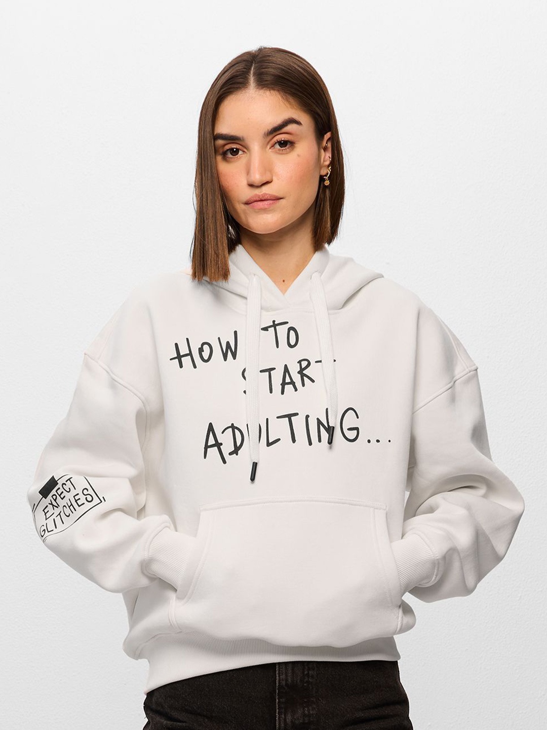 

The Souled Store Women Printed Hooded Sweatshirt, White