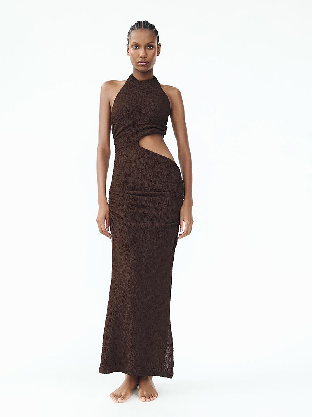 

LULU & SKY Halter Neck Maxi Dress, Brown