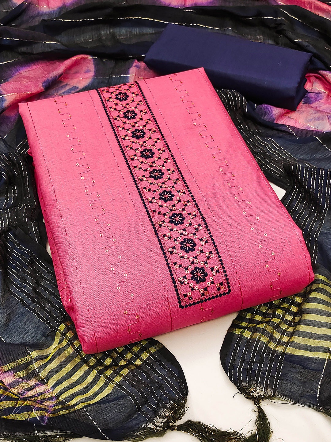 

Maroosh Embroidered Unstitched Dress Material, Pink
