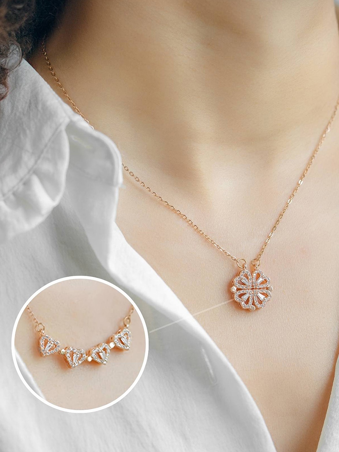 

Mesmerize Rose Gold Plated Clover Magnetic Necklace