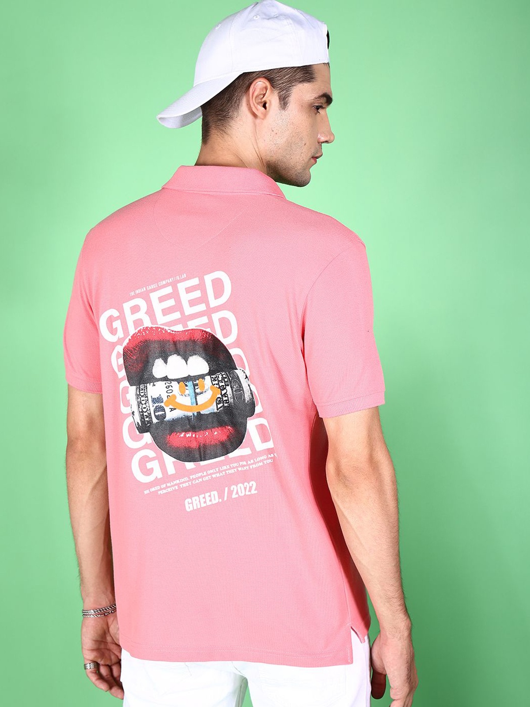 

The Indian Garage Co Men Graphic Printed Polo Collar T-shirt, Pink
