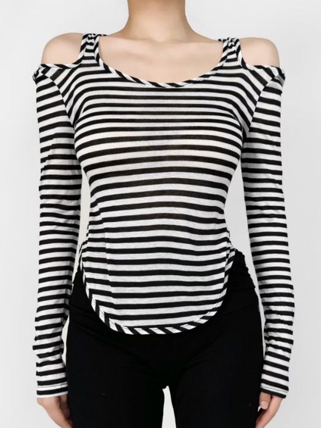 

LULU & SKY Striped Cold-Shoulder Top, Multi