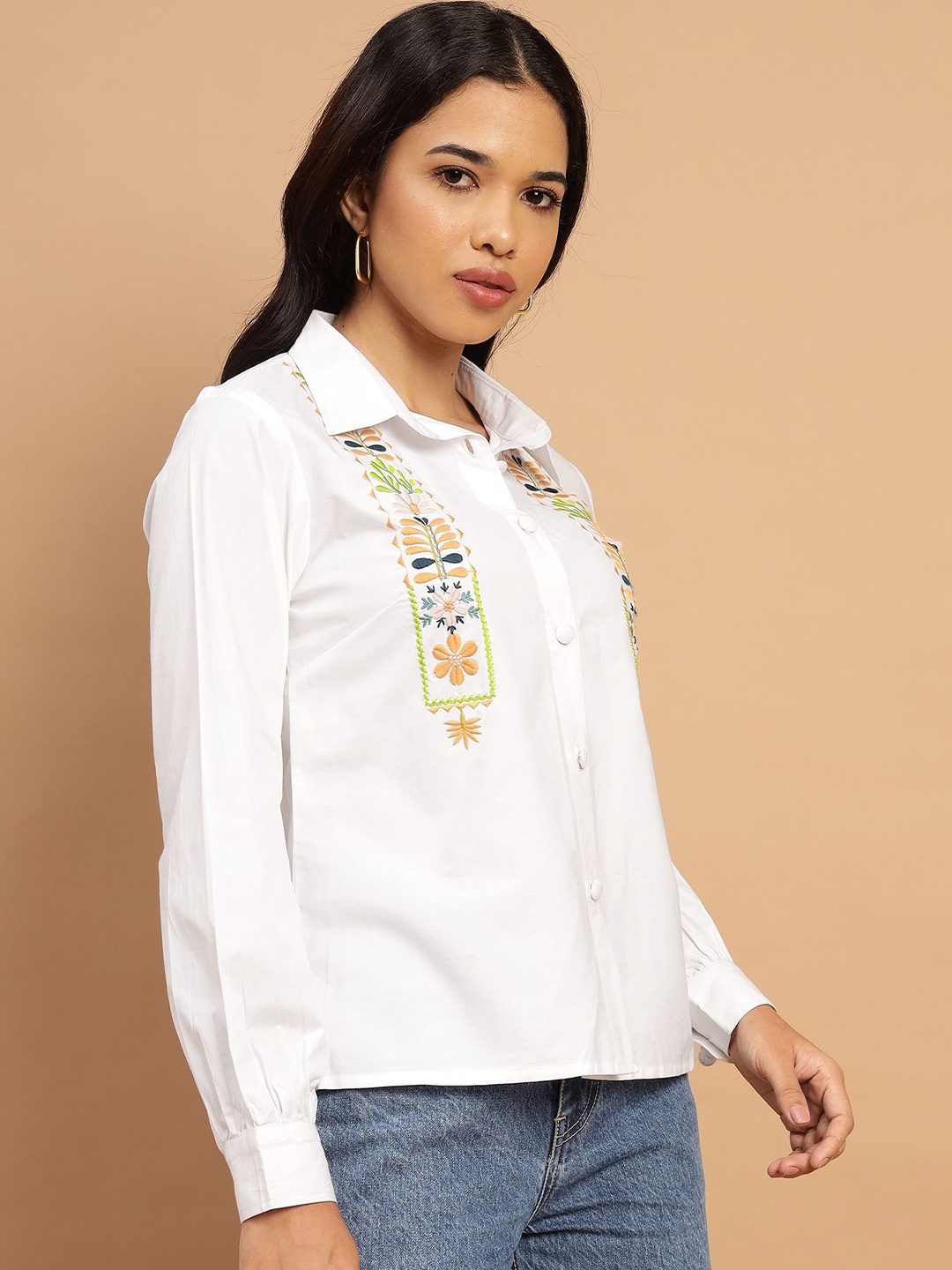 

Sands of India Women Opaque Casual Shirt, White