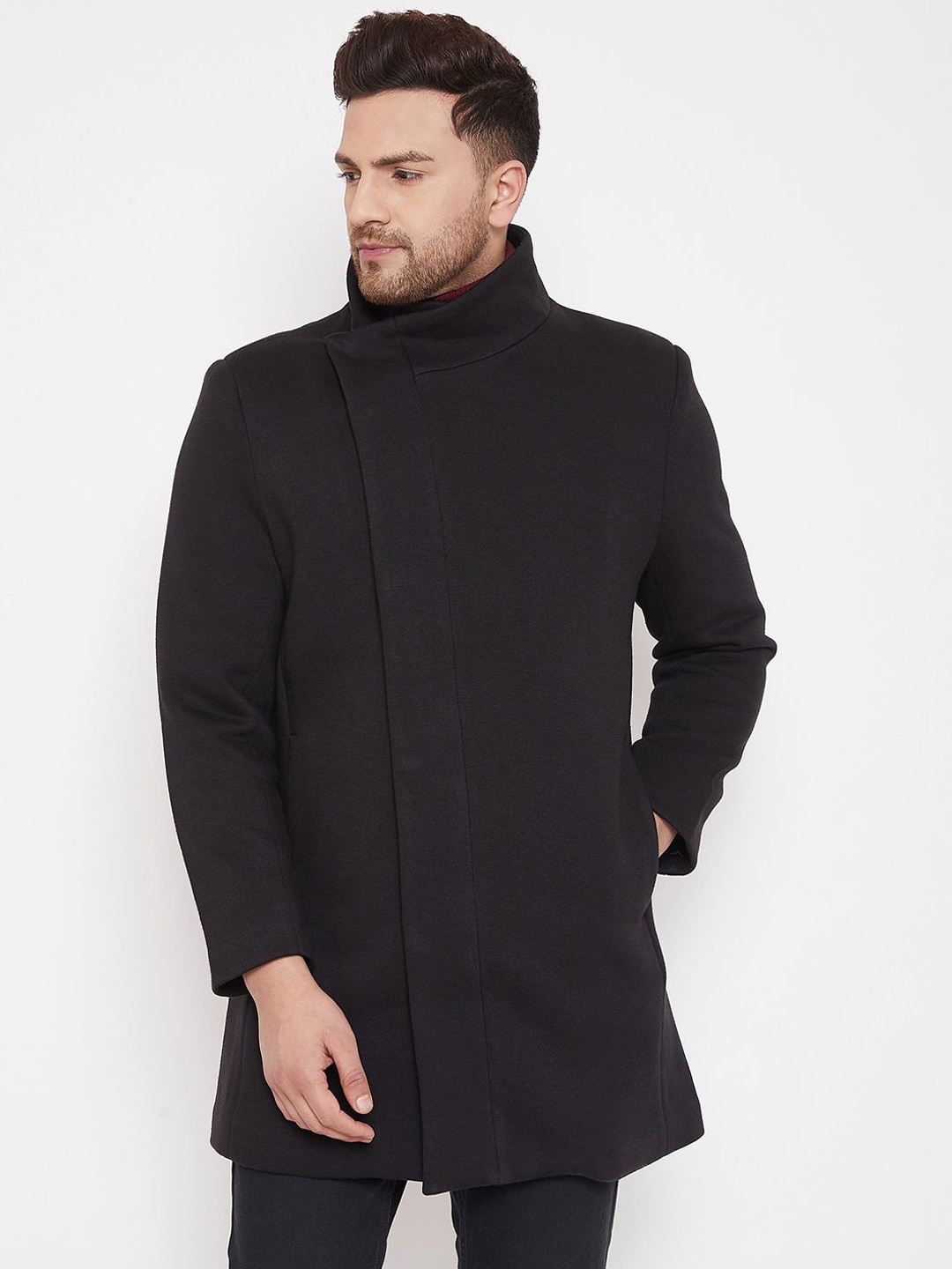 

Hypernation Hip Length Overcoat, Black
