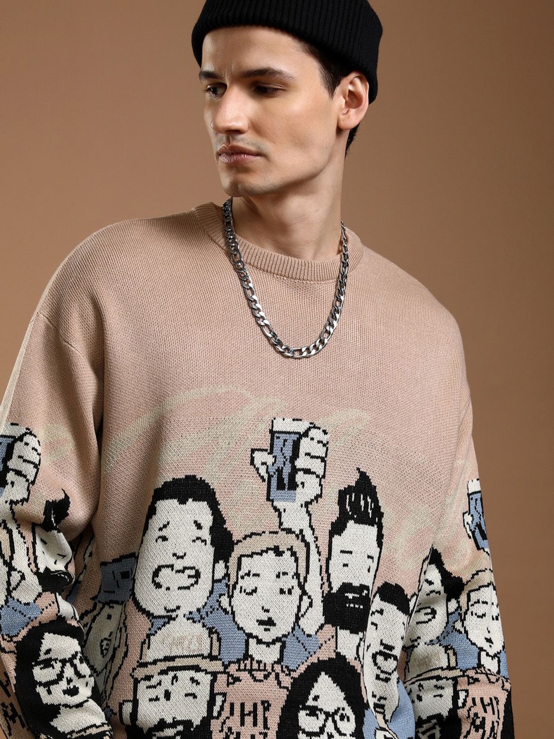 

HIGHLANDER Men Pullover with Embellished Detail, Brown