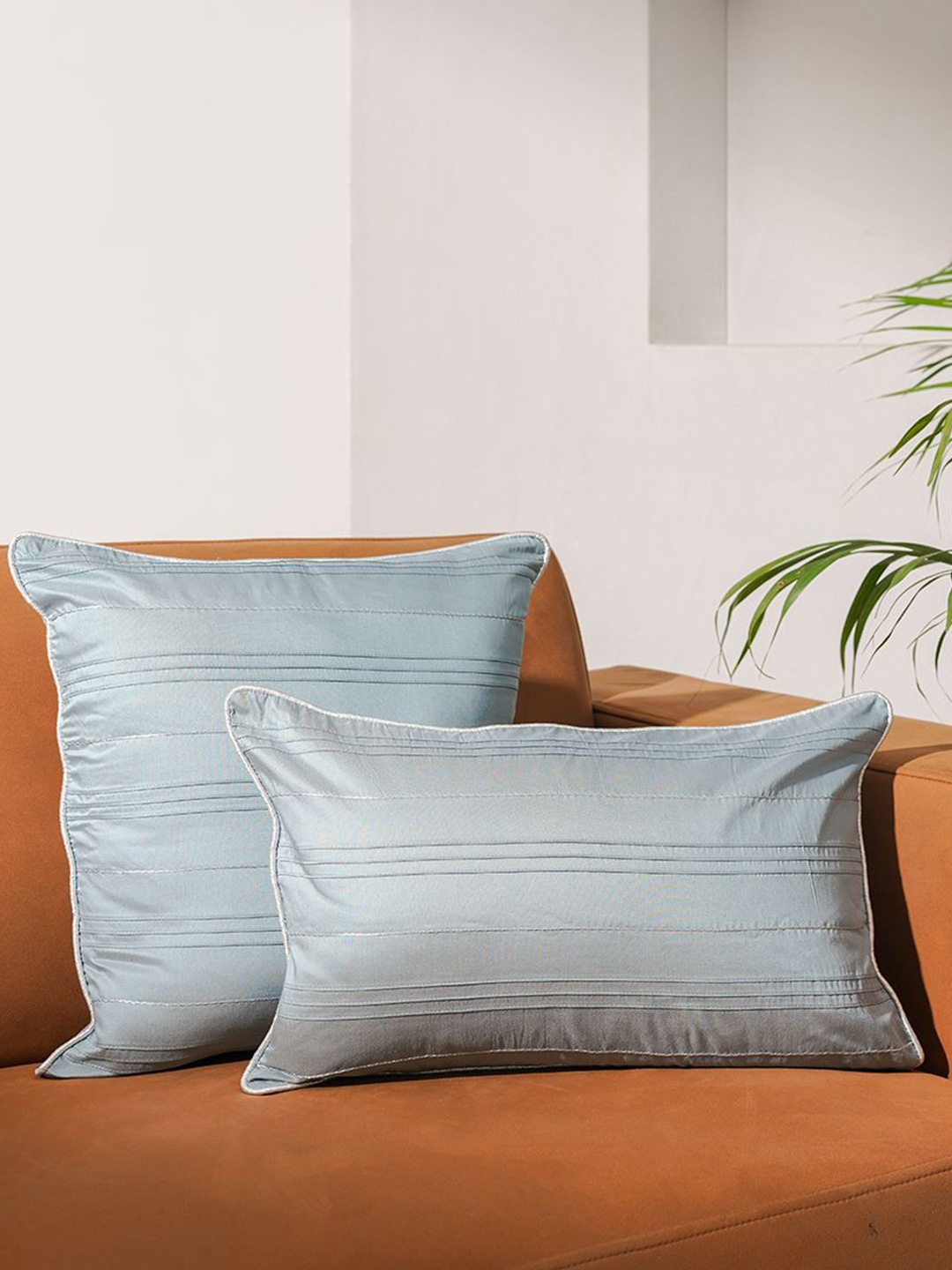 

India Circus by Krsnaa Mehta Blue Striped Square Cushion Covers