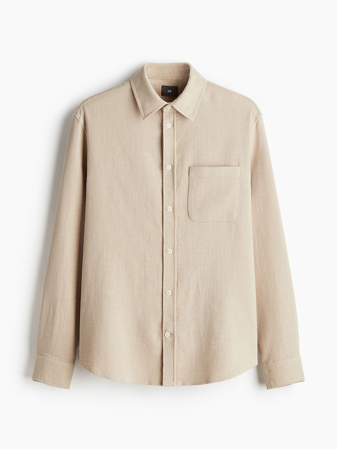 

H&M Regular Fit Textured-Weave Shirt Shirt, Beige