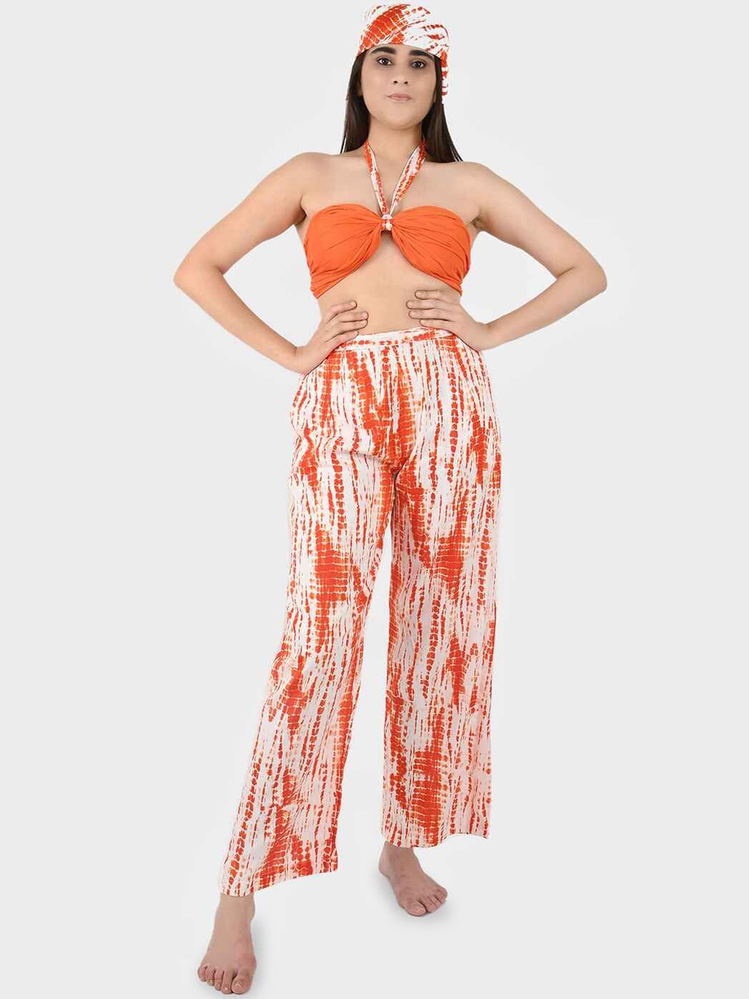 

Blissence Printed Top & Trousers Cover Up Set, Orange