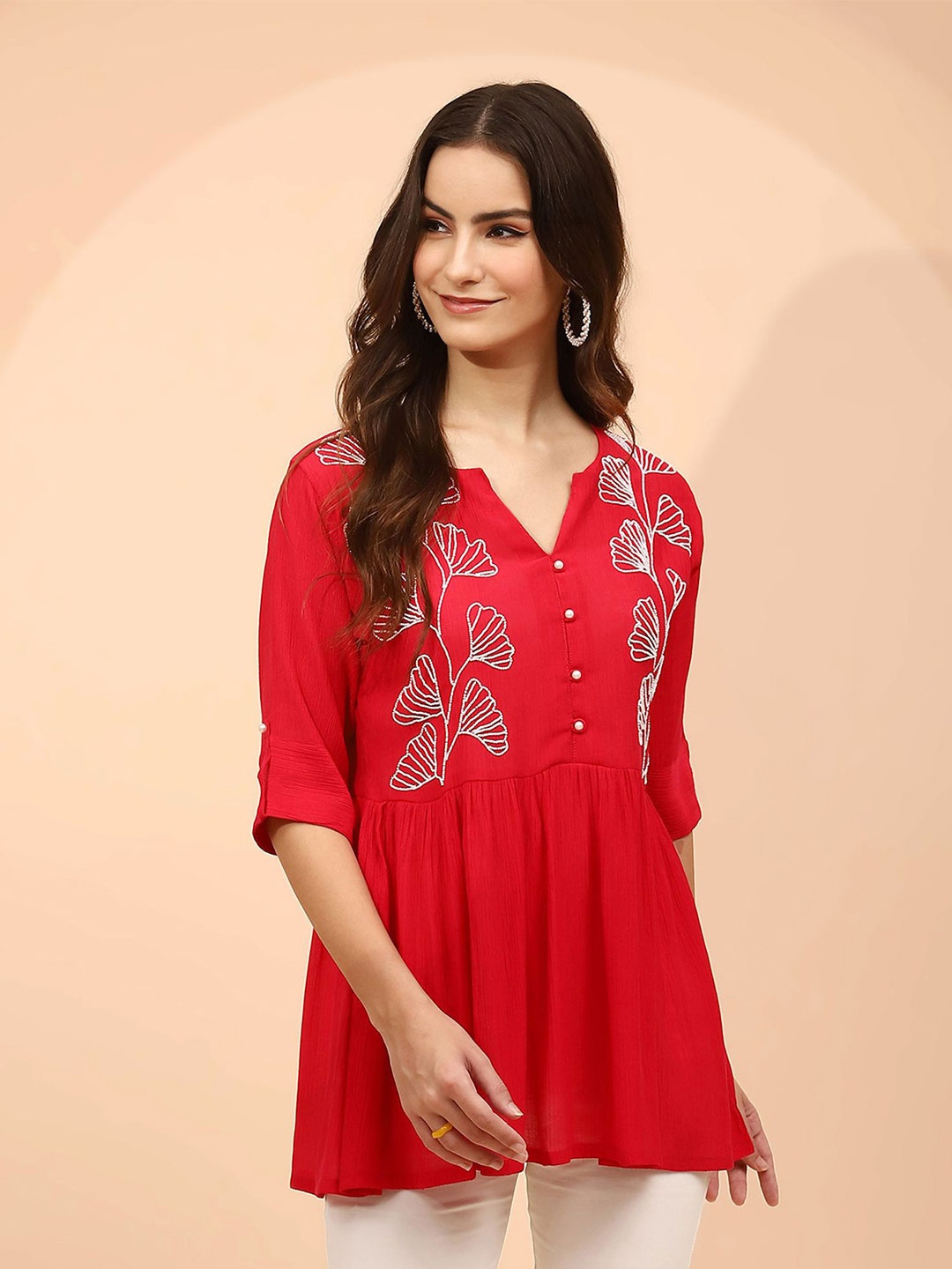 

Me&I Embroidered Tunic, Red