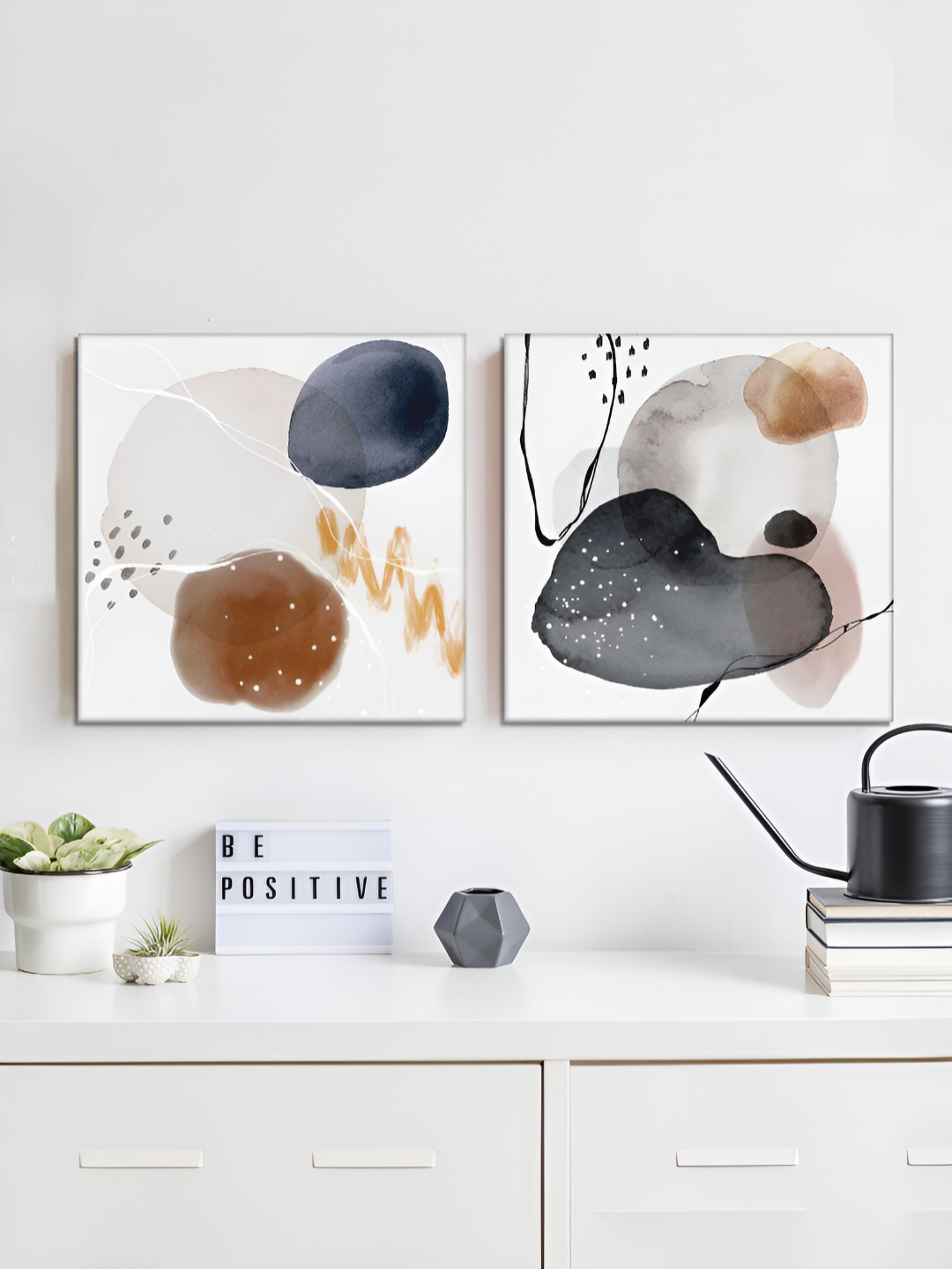 

RANDOM White & Blue 2 Pieces Abstract Canvas Wall Art