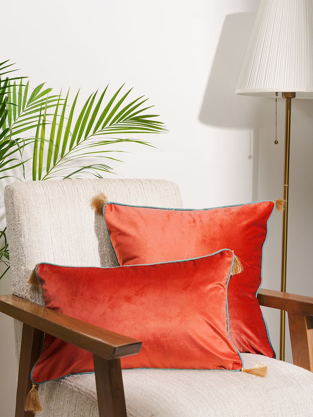 

India Circus by Krsnaa Mehta Rust Velvet Square Cushion Covers