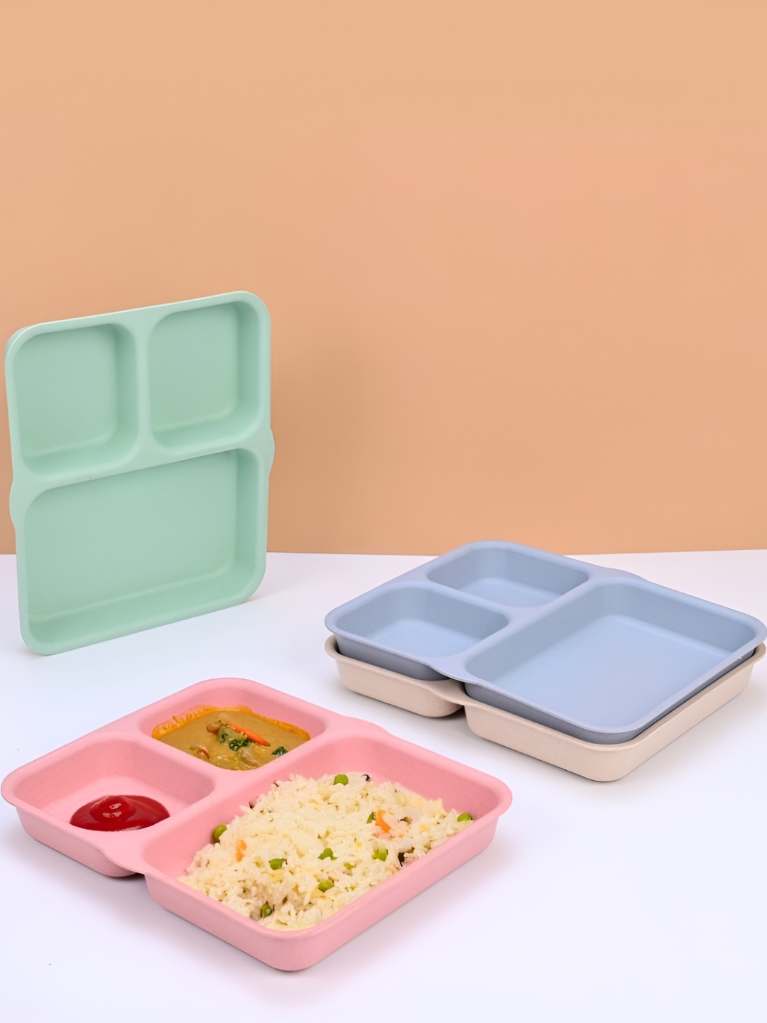 

eha Pink & Green 4 Pieces Dishwasher Safe Plates