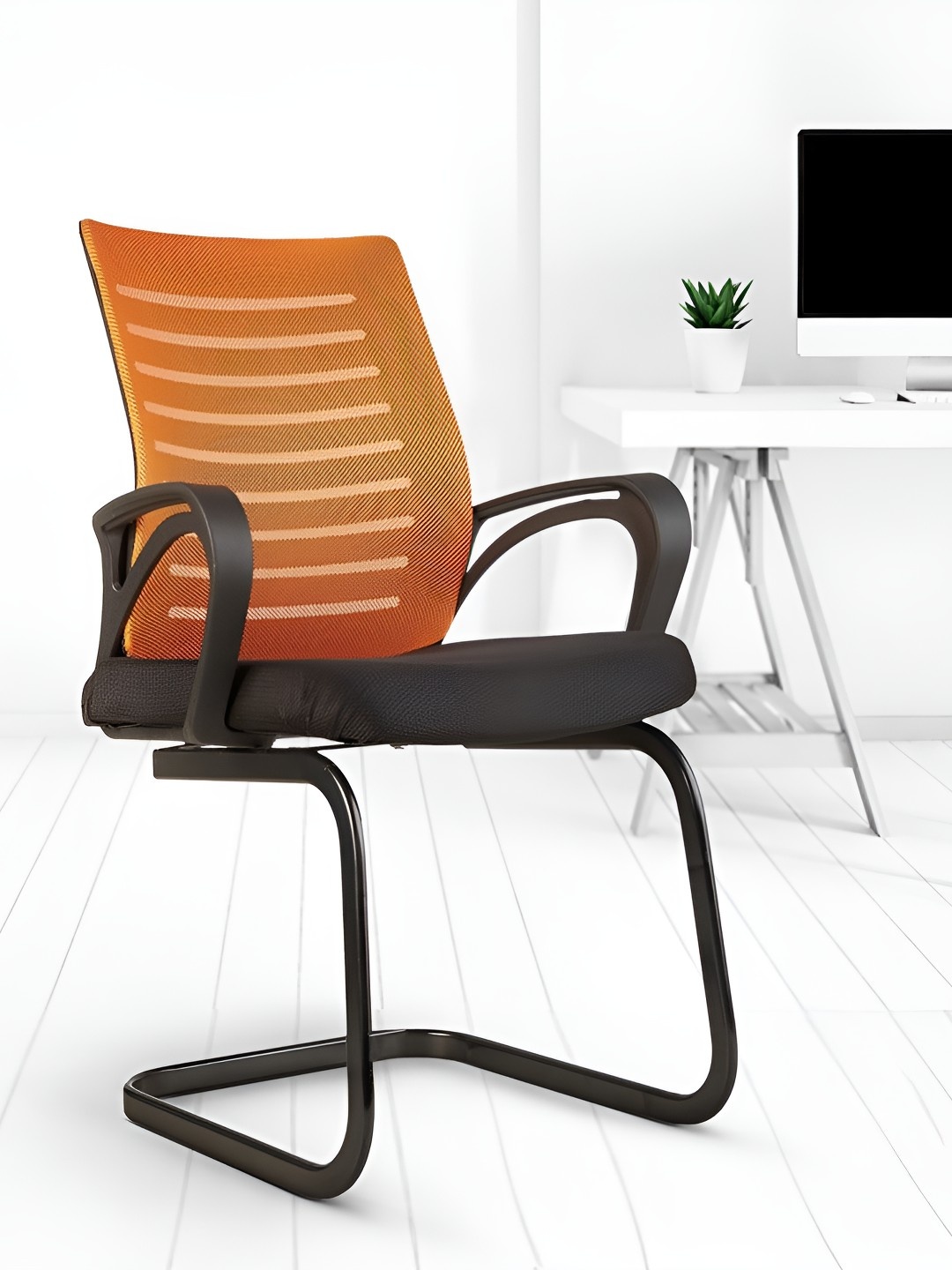 

CELLBELL Desire C104 Orange-Coloured & Black Mid Back Mesh Study Arm Chair