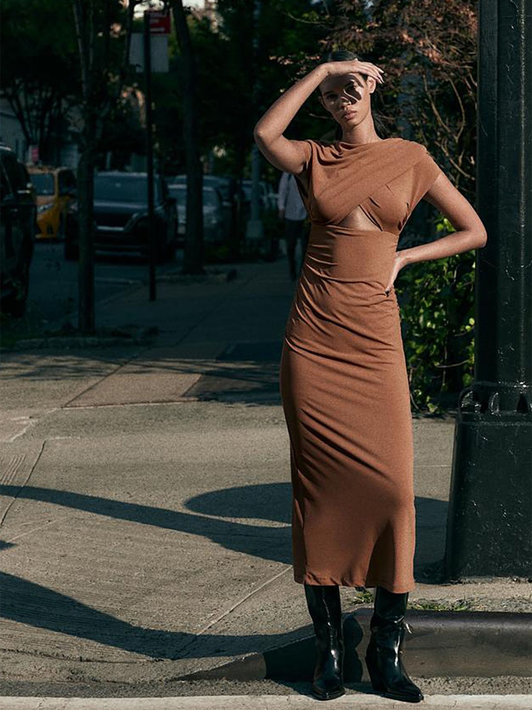 

LULU & SKY Sheath Midi Dress, Brown
