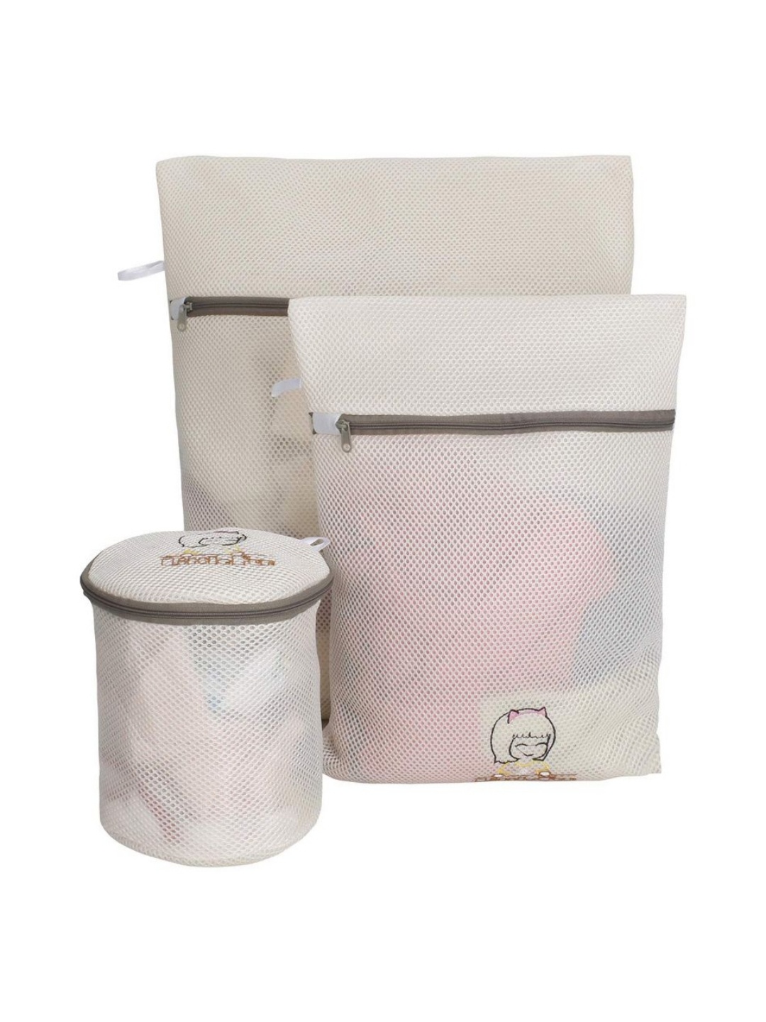 

HOKIPO Beige 3 Pieces Dual Layered Laundry Bags