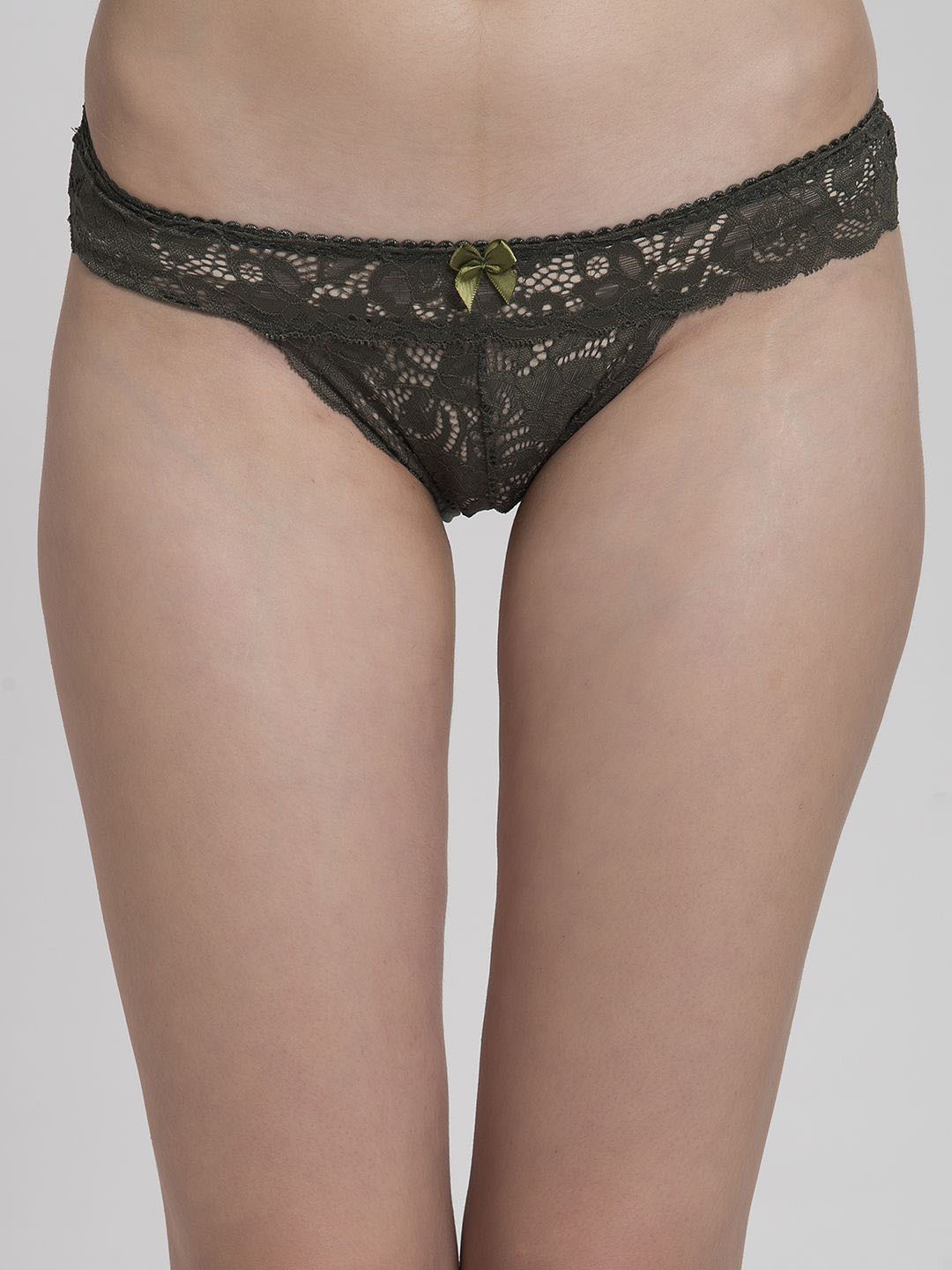 

MAKCLAN Women Dress Me Down Self Design Low-Rise Thong Brief, Olive