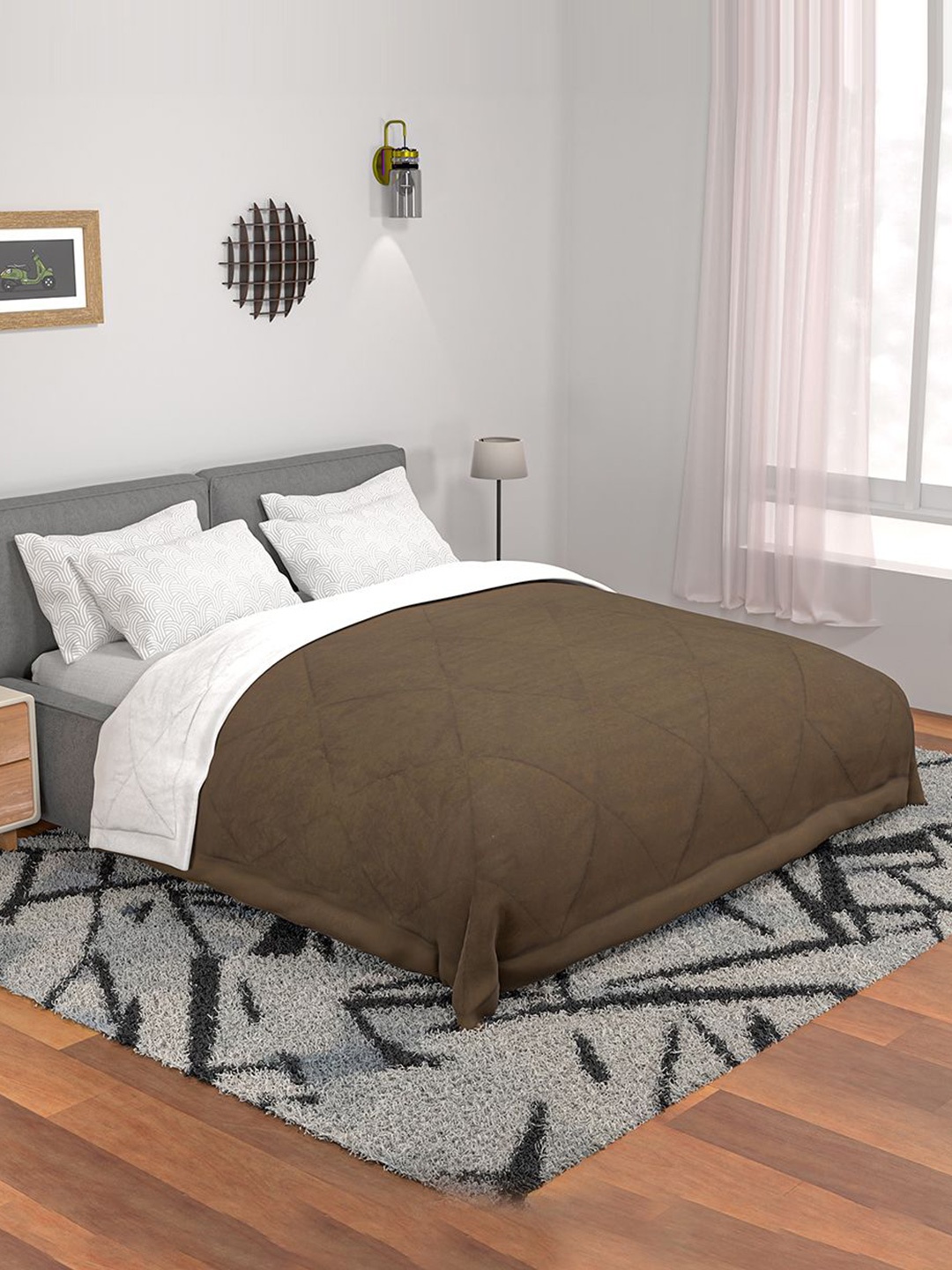 

Kuber Industries Coffee Brown & White Mild Winter 300 GSM Double Bed Comforter