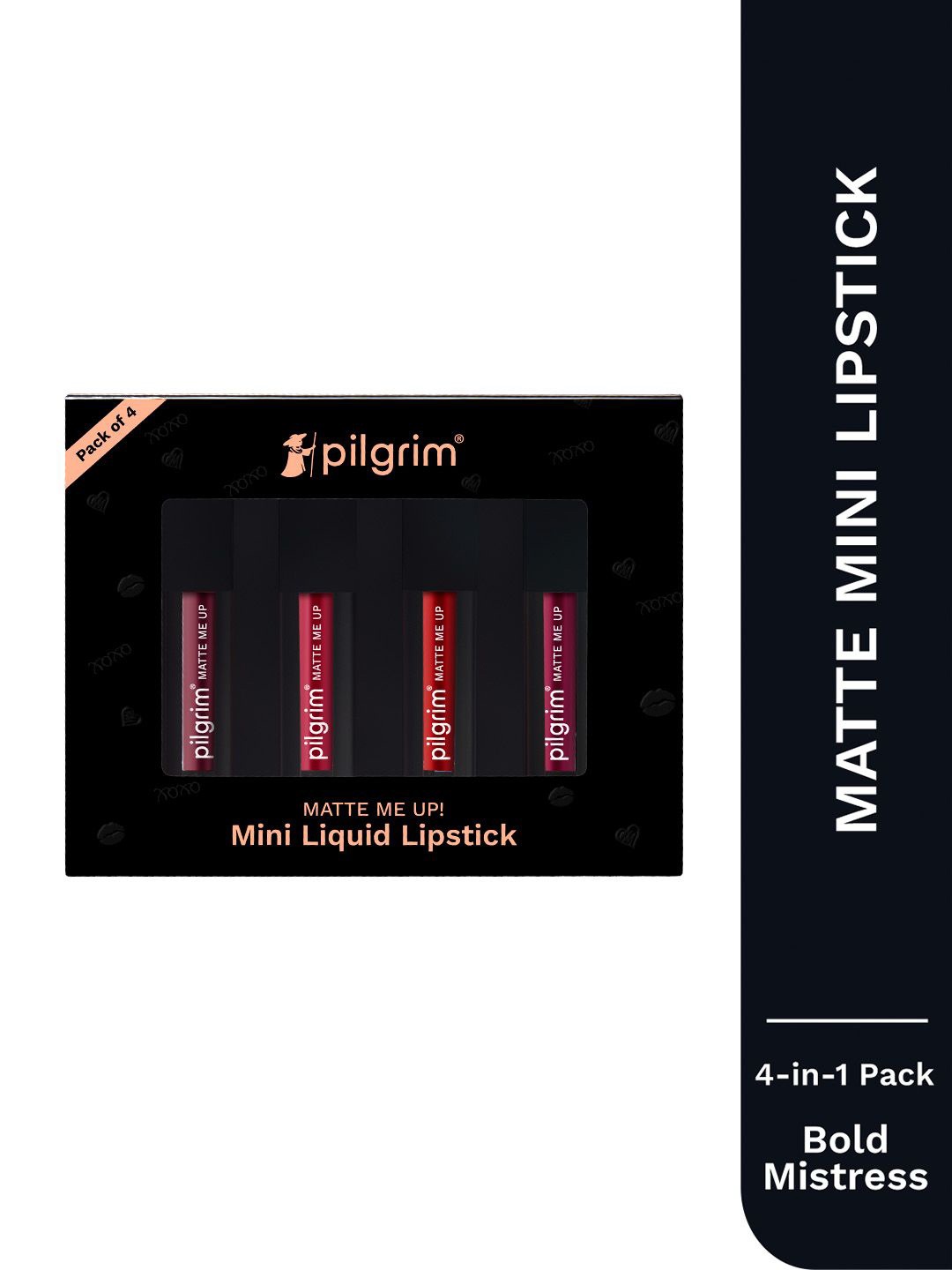 

Pilgrim Set Of 4 Matte Me Up Mini Hydrating Liquid Lipstick - 1 ml Each Bold Mistress, Red