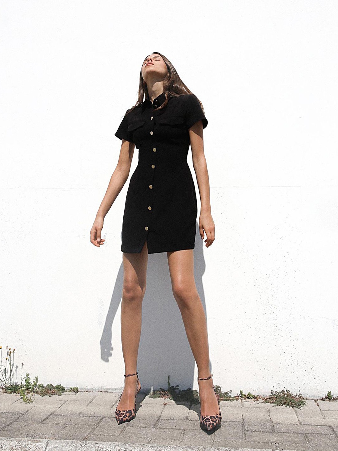 

LULU & SKY Shirt Mini Dress, Black