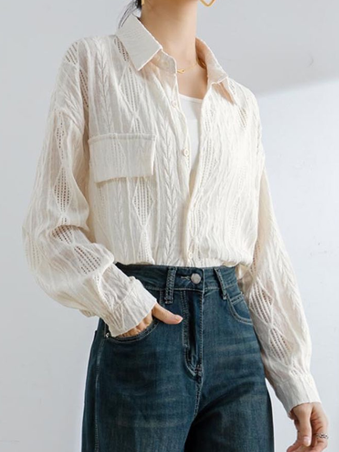 

LULU & SKY Striped Shirt Style Top, Beige