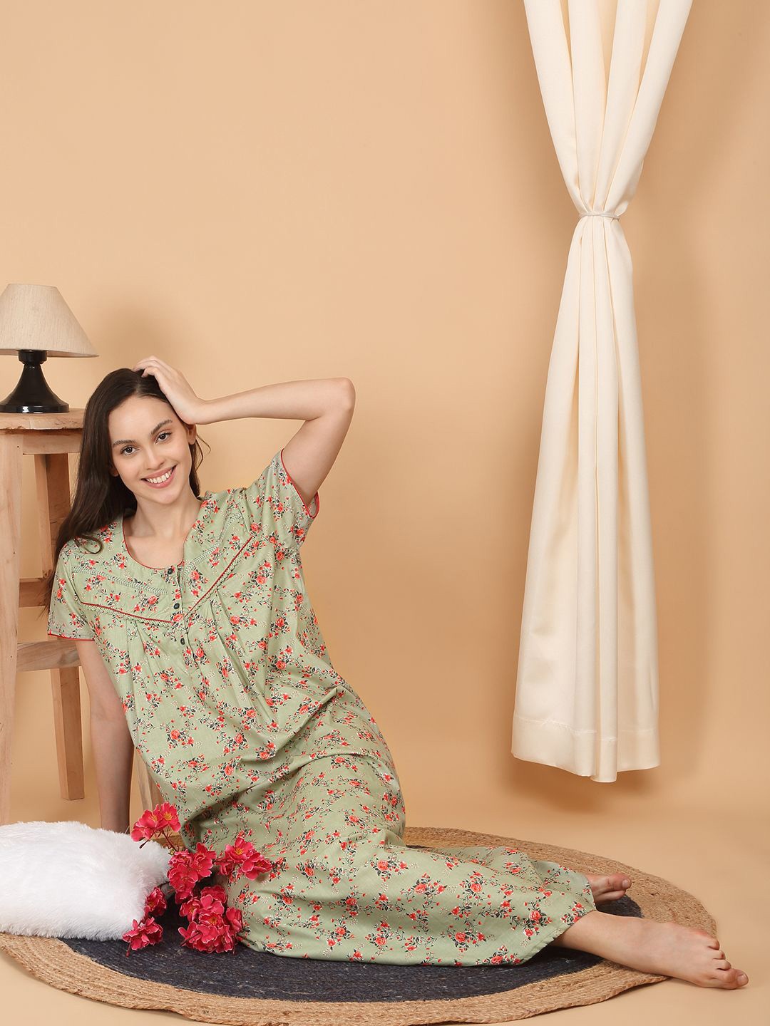 

Sweet Dreams Printed Maxi Nightdress, Green
