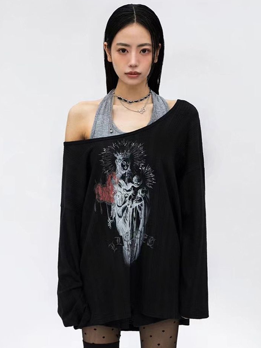 

LULU & SKY Print Top, Black