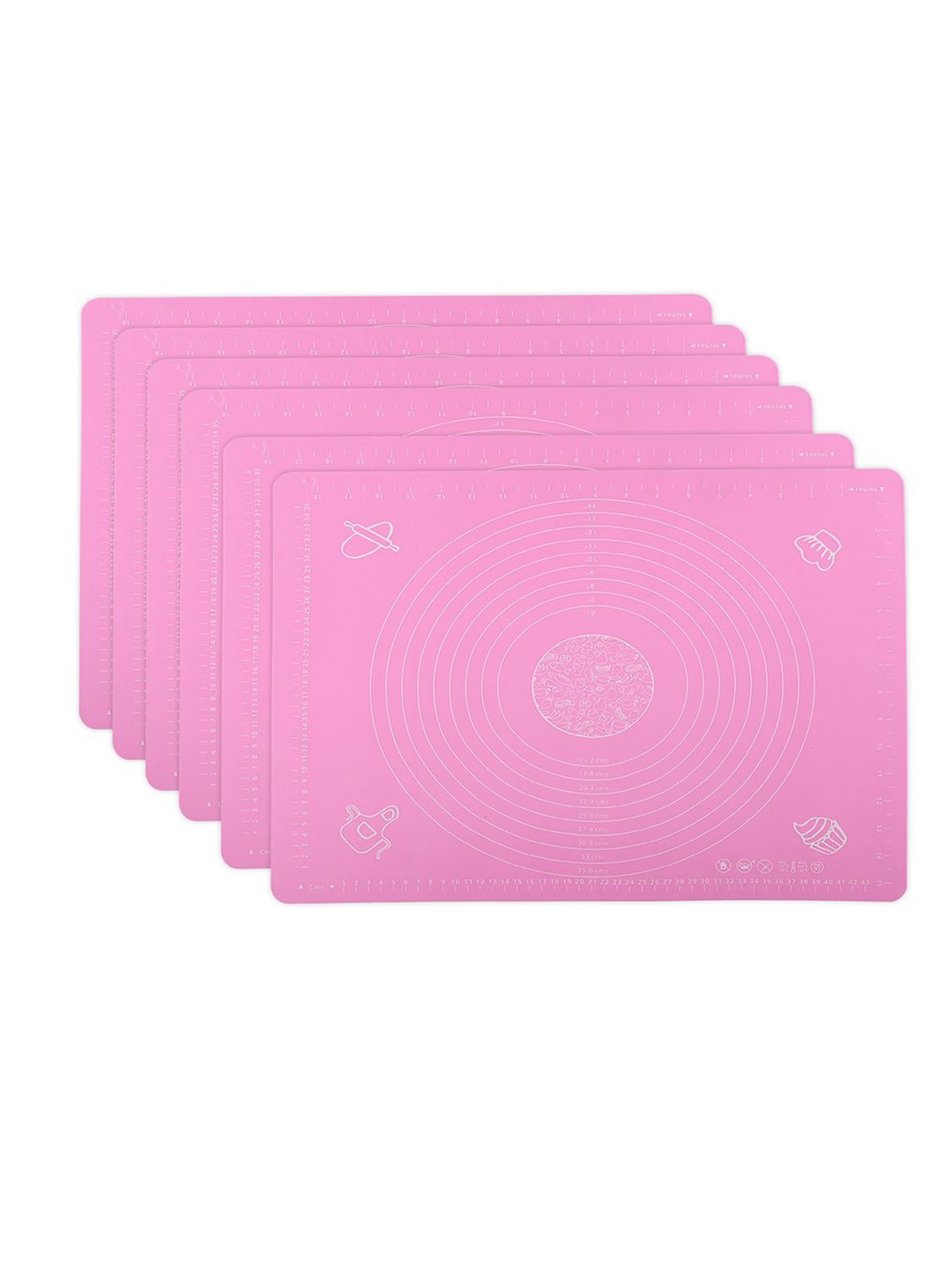 

Kuber Industries 6-Pcs Pink Printed Silicone Reusable Chapati & Roti Mat