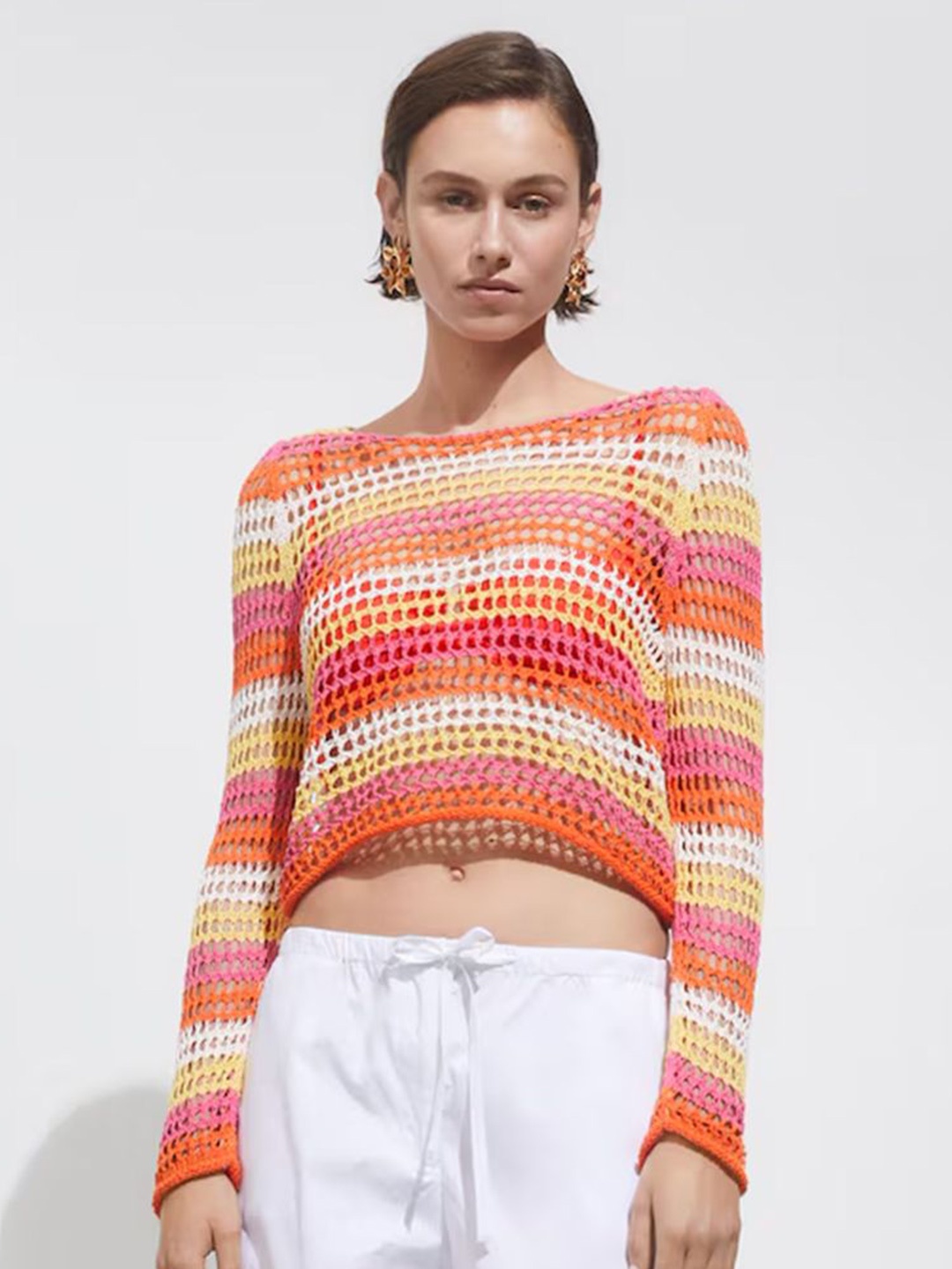 

LULU & SKY Print Bardot Top, Orange
