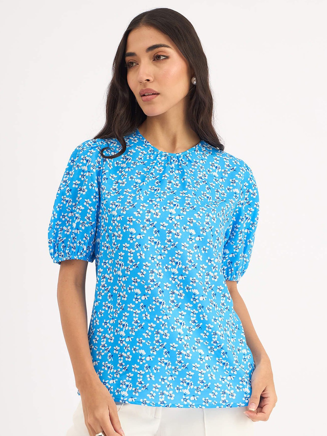 

SALT ATTIRE Floral Print Top, Blue