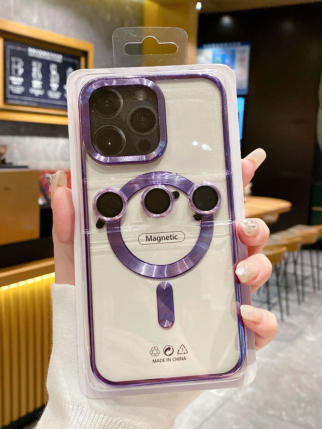 

Luxury Kase Solid Printed iPhone 14 Pro Back Case Mobile Accessories, Purple