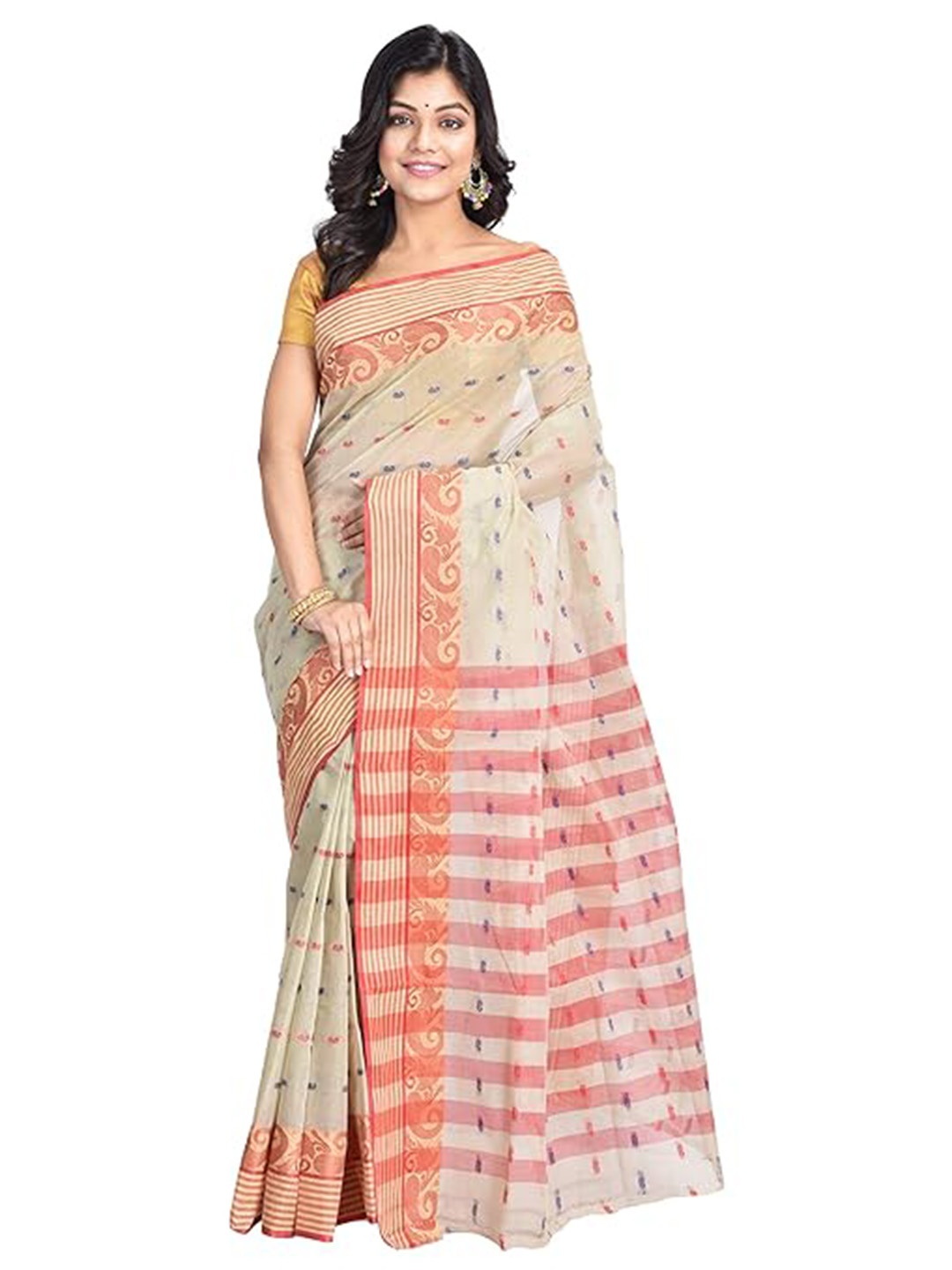 

RAJ SAREE HOUSE Woven Design Saree, Off white