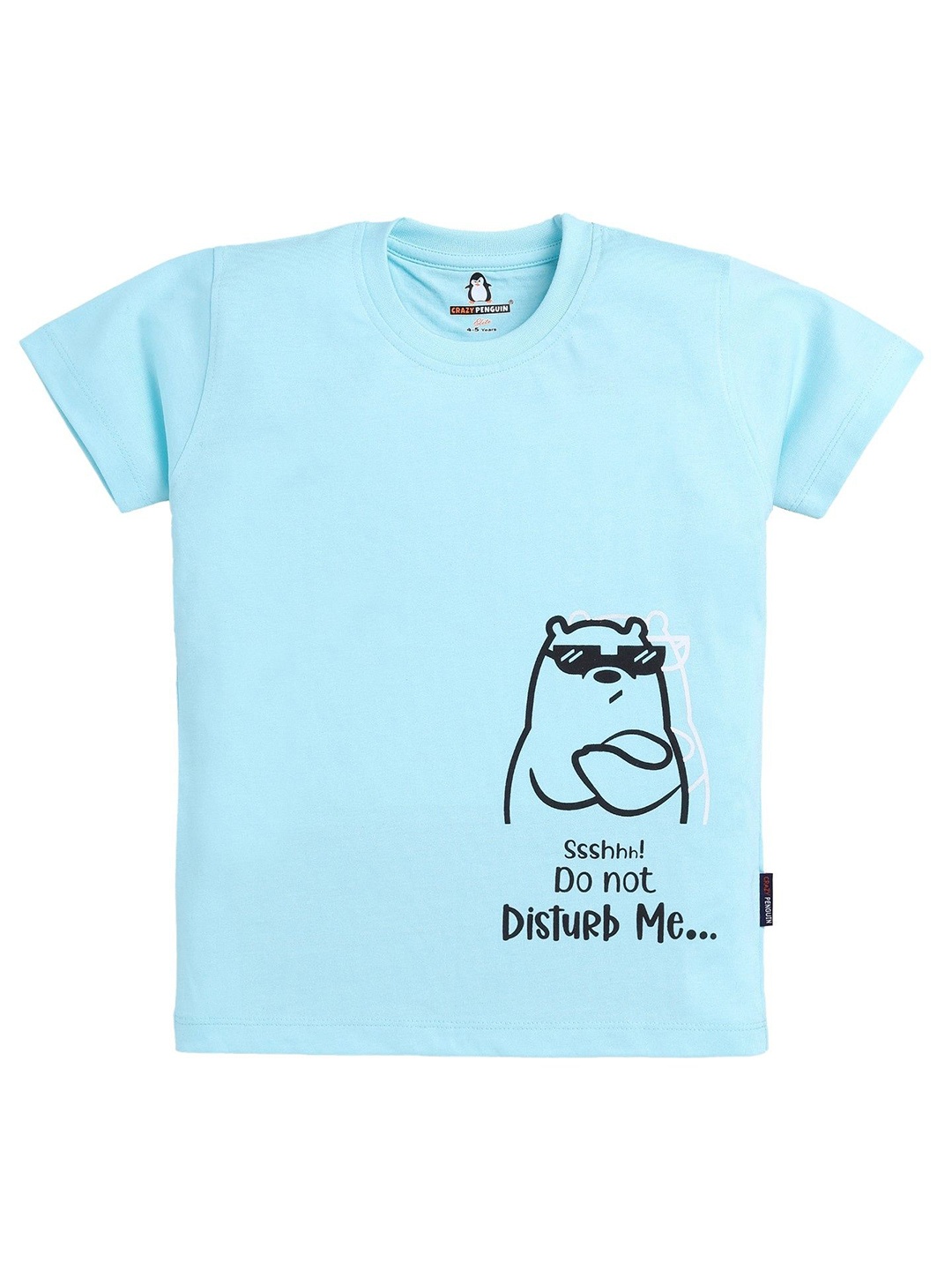 

CRAZYPENGUIN ELITE Boys Graphic Printed Round Neck Cotton T-shirt, Blue