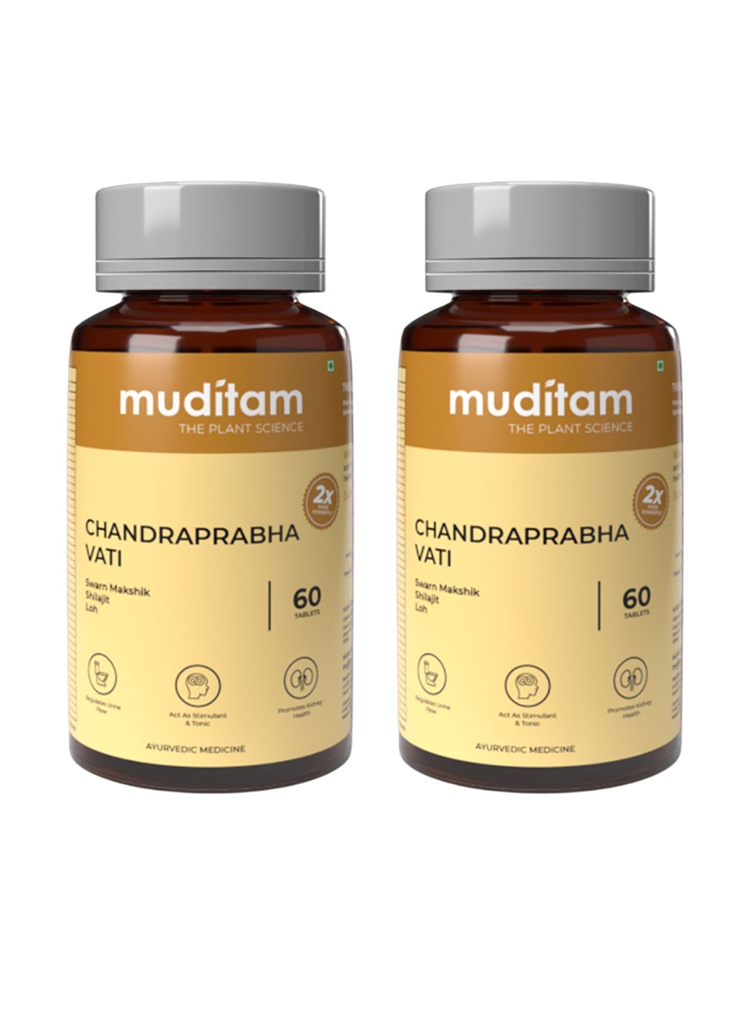 

Muditam Set Of 2 Chandraprabha Vati Tablets - 60 Tablets Each, White