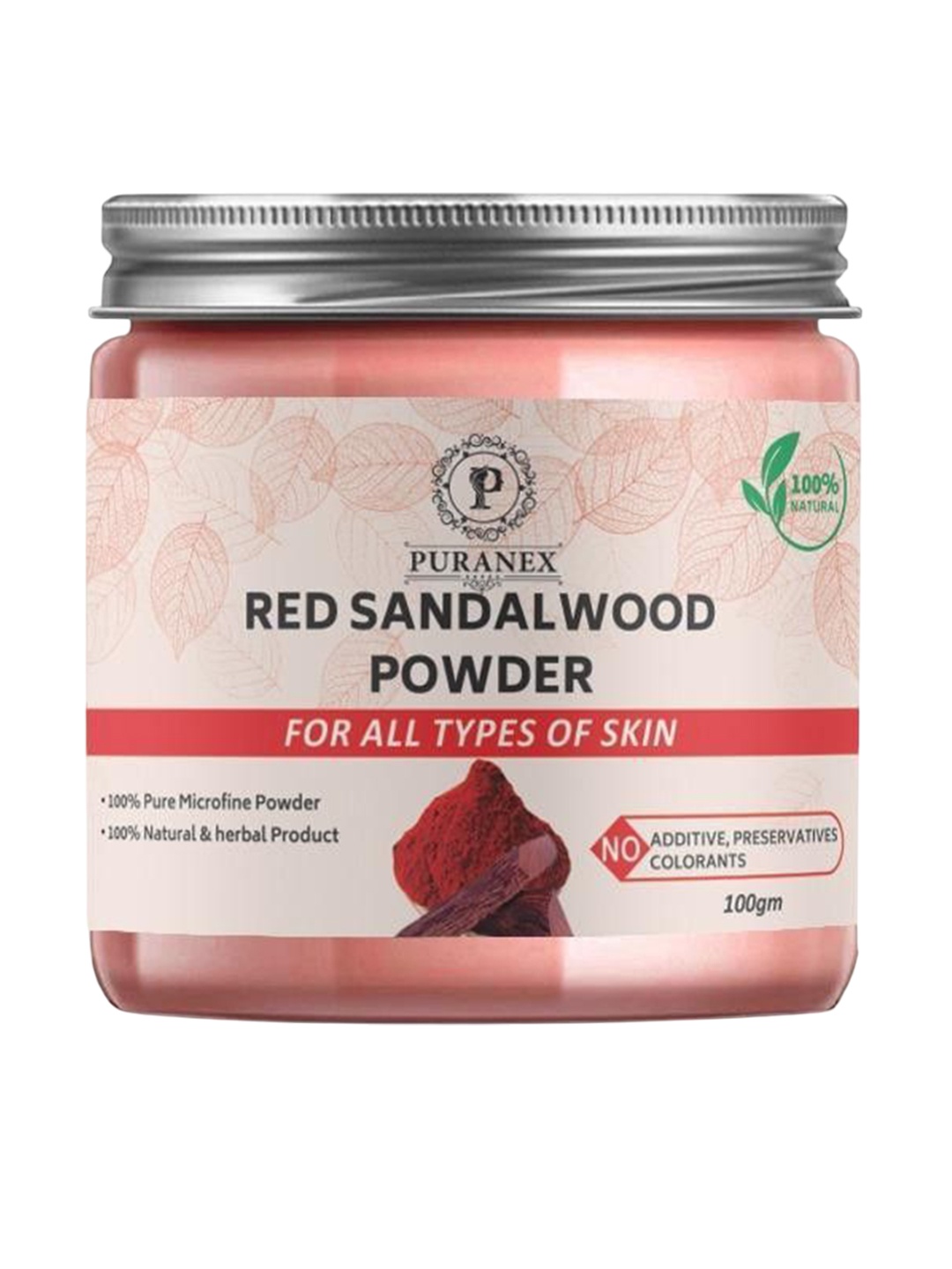 

Puranex 100% Natural Red Sandalwood Powder Face Pack - 100 g, White