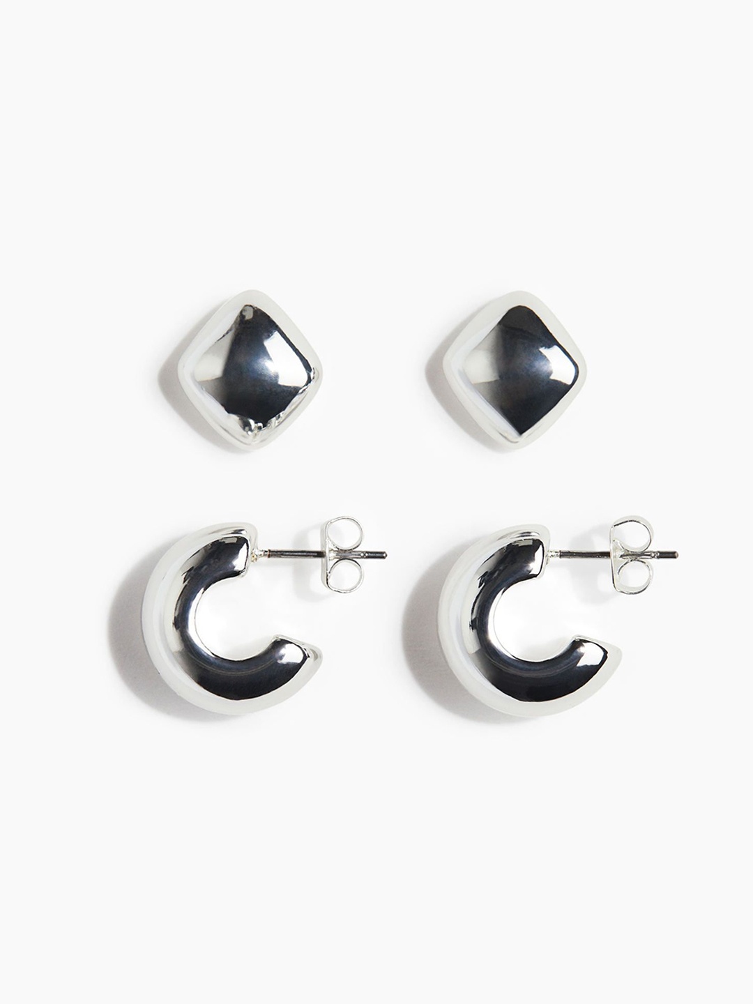 

H&M 2 Pairs Earrings, Silver