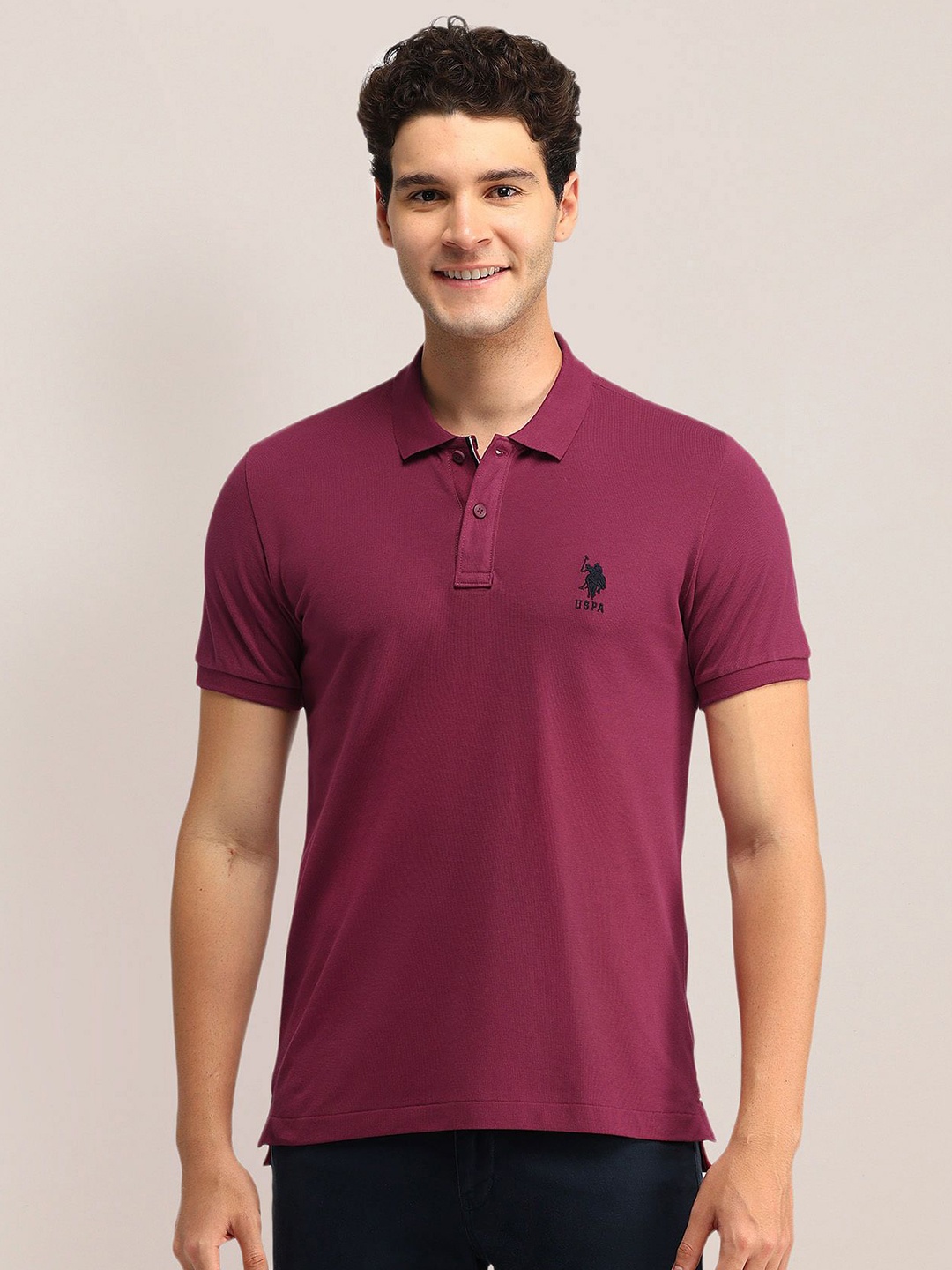 

U.S. Polo Assn. Men Polo Collar Slim Fit T-shirt, Pink