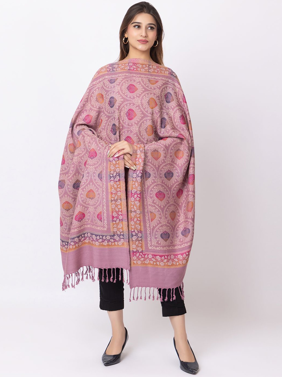 

PASHGIRI Women Ethnic Motifs Woven Design Shawl, Lavender