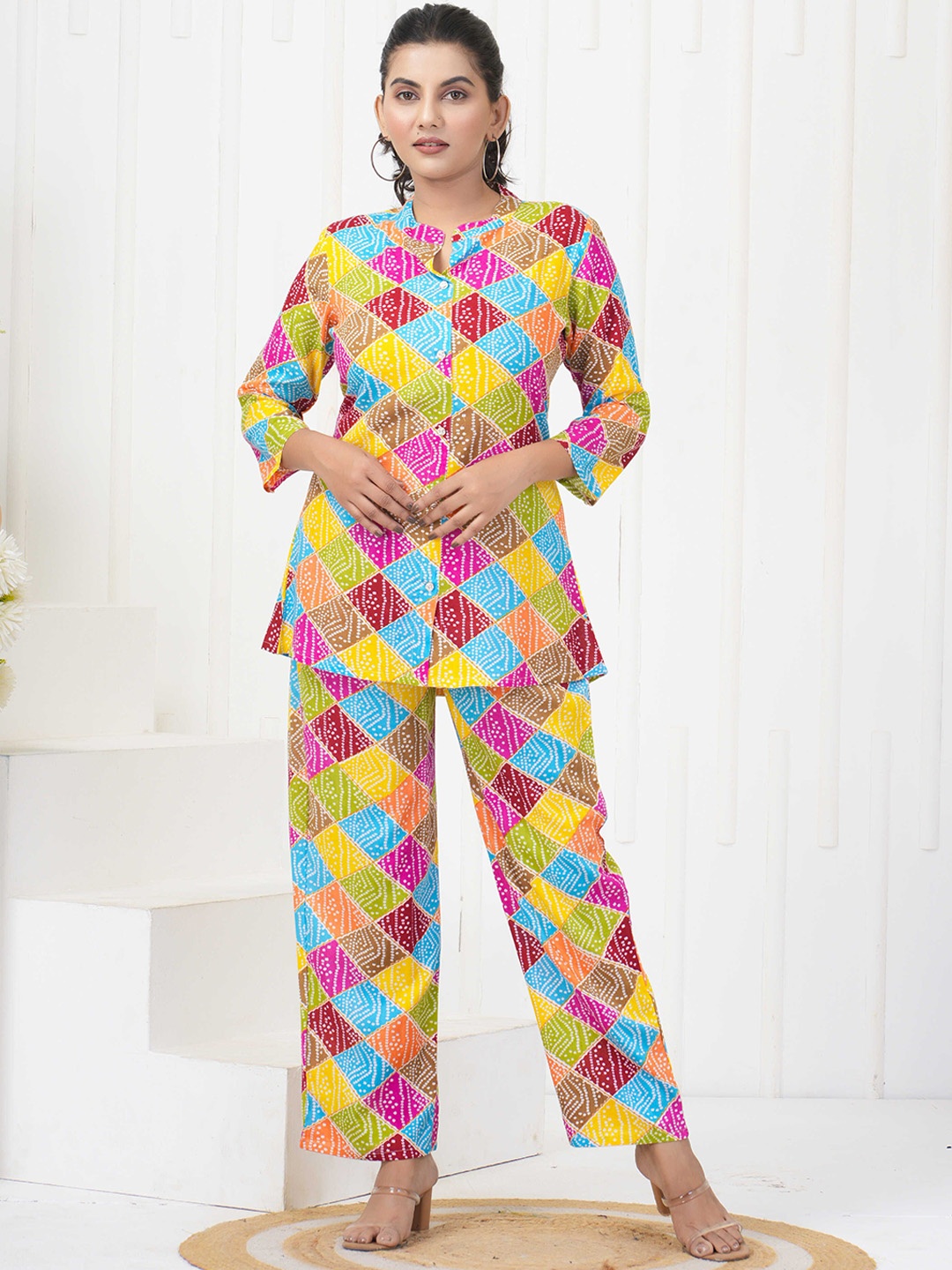 

KALINI Printed Shirt With Trouser Co-Ords, Yellow