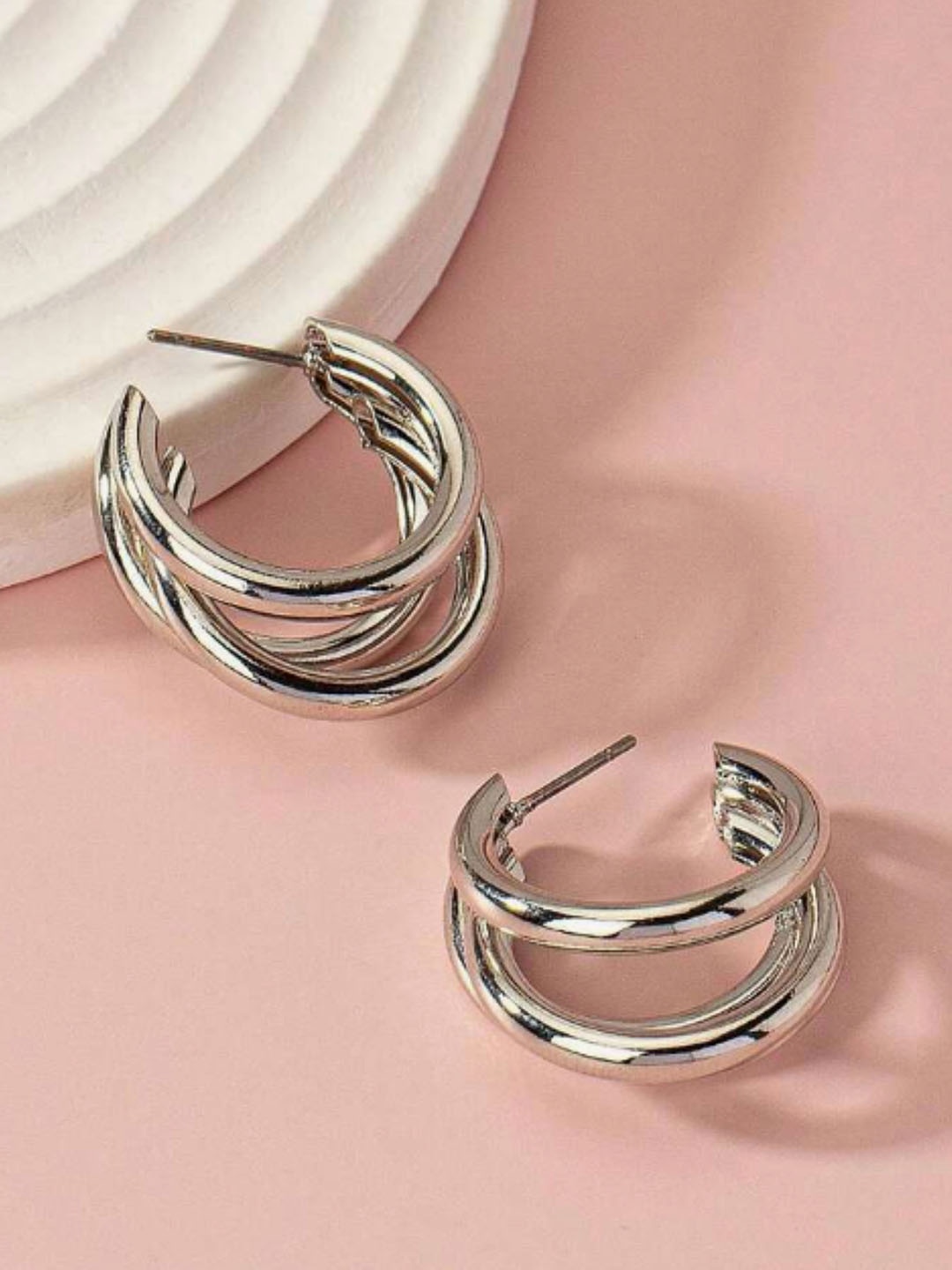 

SUBHAGALANKAR Circular Hoop Earrings, Silver