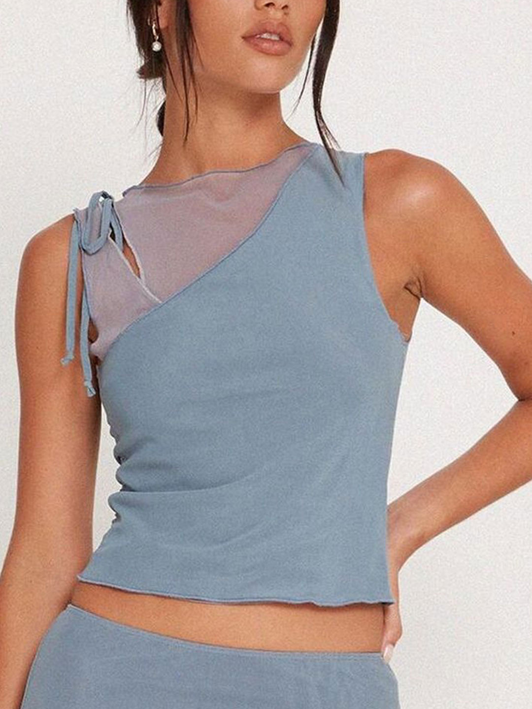 

LULU & SKY Colourblocked Top, Grey