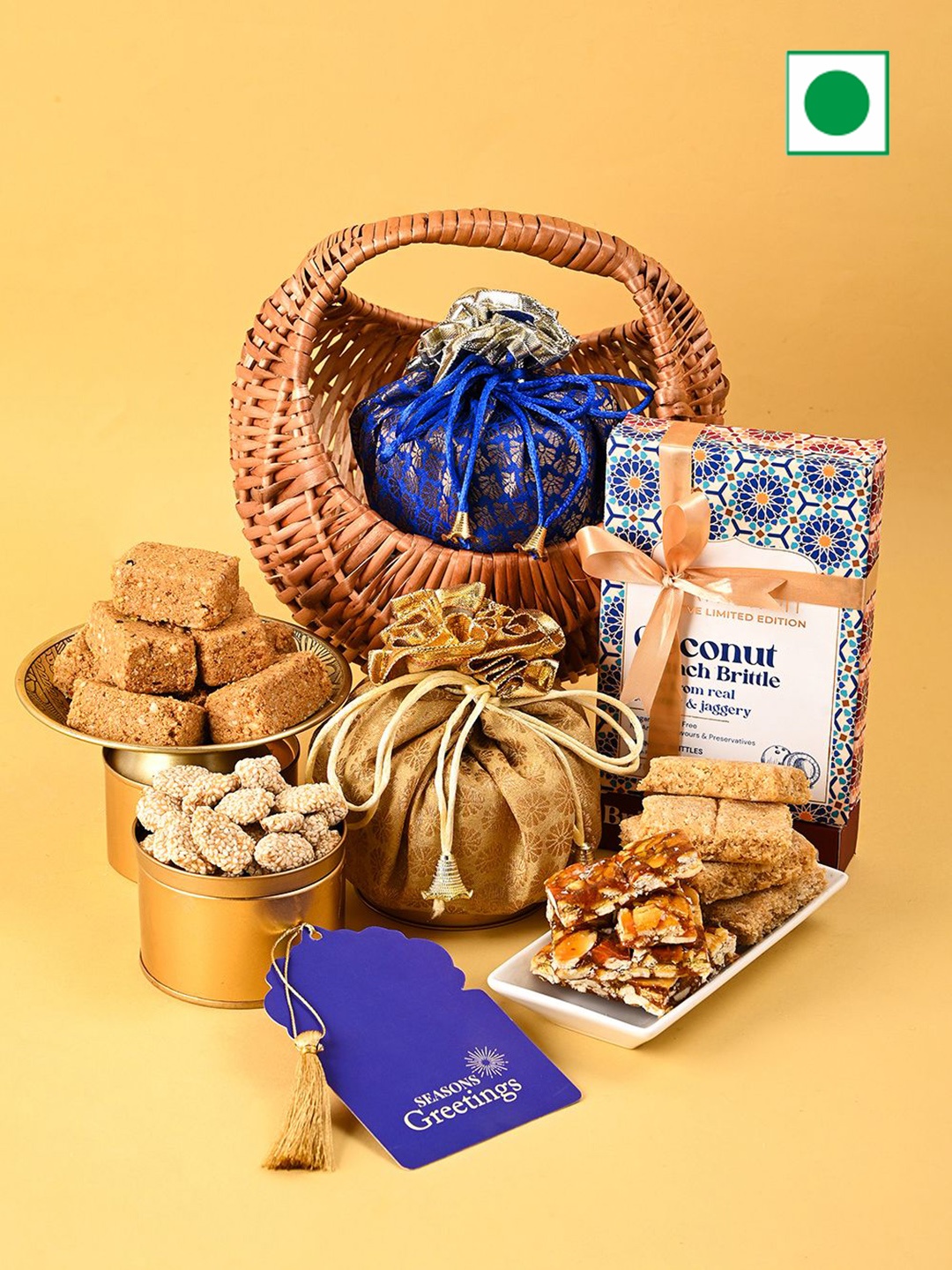 

RawFruit Set Of 6 Gift Hamper Barfi 240Gm Gajak Barfi 250Gm Brittle 100Gm Dry Fruit 100Gm, Brown