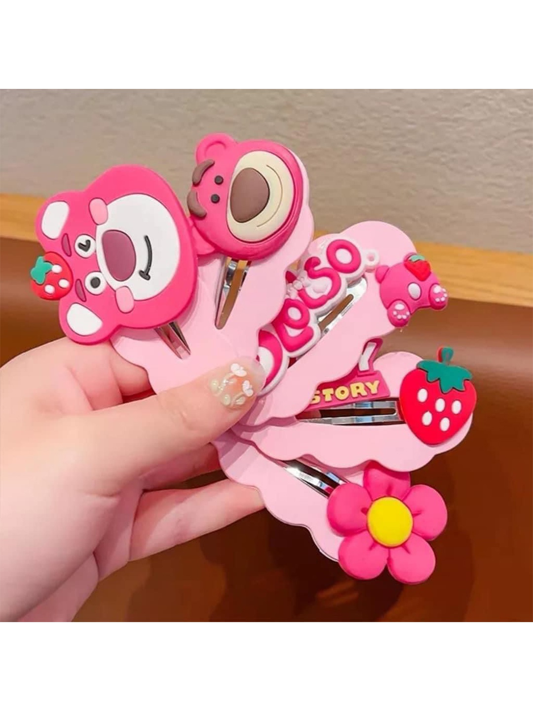 

Radhya Accessories Women Set of 5 Tic Tac Hair Clip, Pink