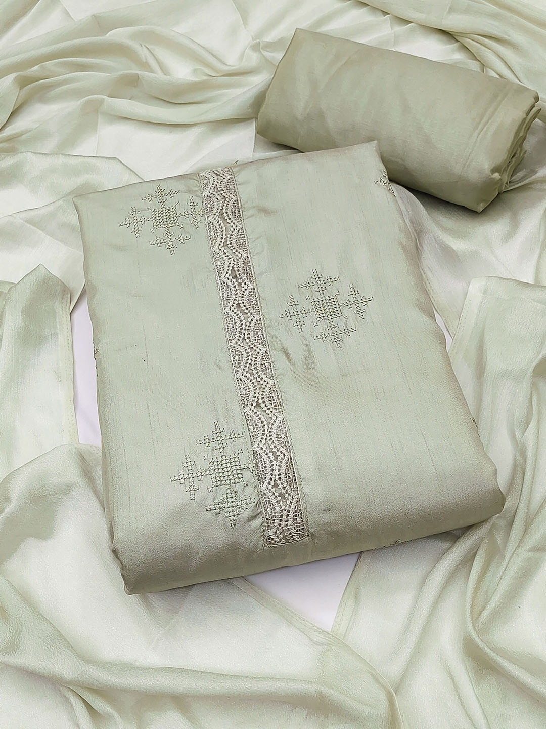 

Maroosh Embroidered Unstitched Dress Material, Green